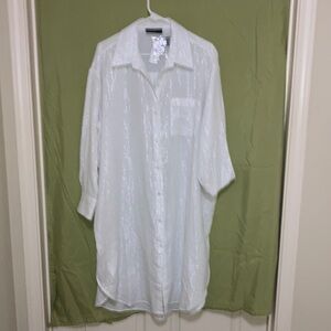 Lane Bryant Shimmering White Button Down Shirt